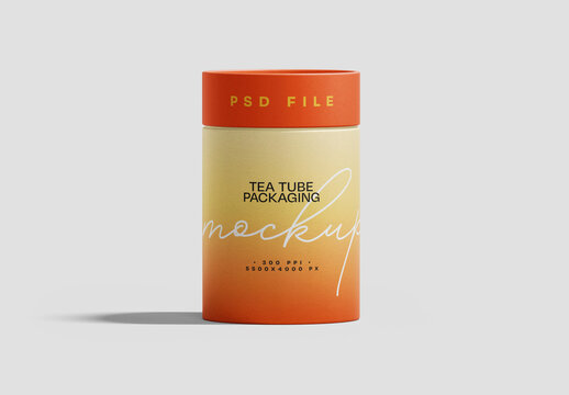 Paper Tube Tea Packaging Mockup for Design and Branding Projects