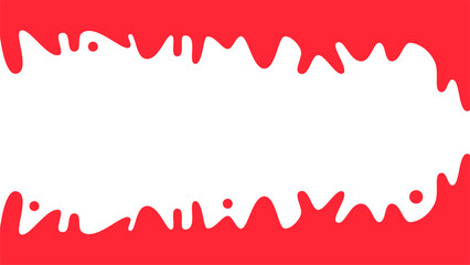 Red Drip Background with Copy Space or Abstract Liquid Splash Border.
