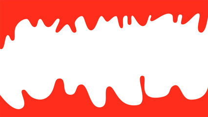 Red Drip Background with Copy Space or Abstract Liquid Splash Border.
