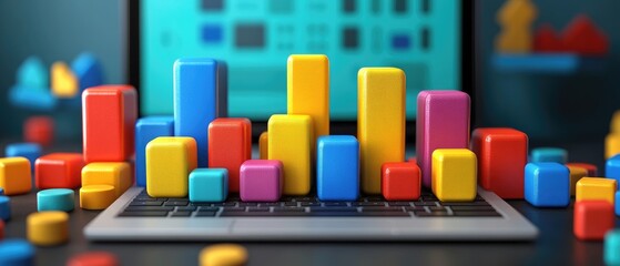 Colorful bar graph representation on a laptop keyboard