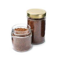 Instant coffee in jars isolated on white
