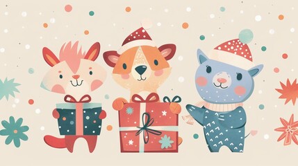 Warm holiday mood while preparing Christmas gifts with festive elements.