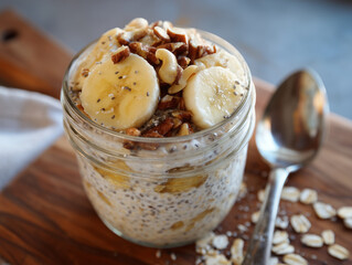 Overnight oats in glass jar