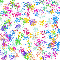 Colorful Confetti Pattern on White Background, Abstract seamless pattern of vibrant multicolored confetti scattered over a white background, perfect for festive and celebratory designs.

