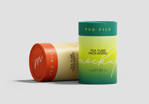 Paper Tube Tea Packaging Mockup for Design and Branding Projects