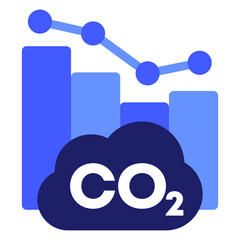 co2 gas, reducing carbon emission icon with graph