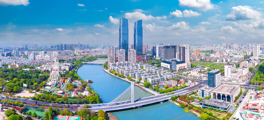 Urban environment of Binhe Park, Huzhou City, Zhejiang Province, China