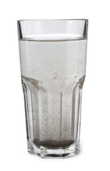 Glass with dirty water isolated on white
