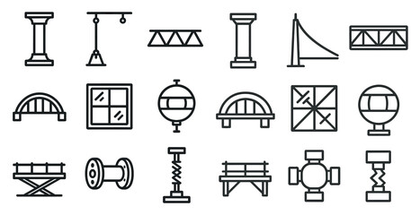 Collection of various types of bridges and other structures. Scene is one of engineering and construction