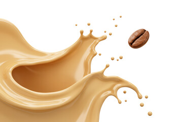 Isolated Coffee Bean and Creamy Splash of Coffee