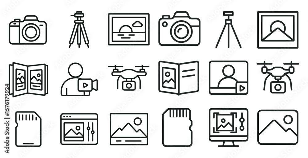 Poster camera with a tripod is displayed. the camera is a digital camera, which is a modern type of camera 