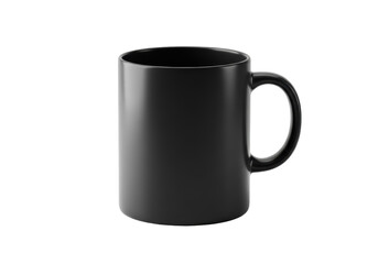 Isolated Plain Black Ceramic Mug with Handle on White