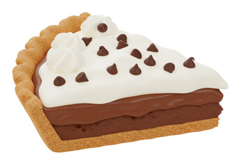 Isolated Slice of Chocolate Cream Pie with Whipped Topping