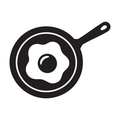 Fried Egg In Frying Pan Icon Cooking Breakfast Concept