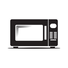 Microwave Oven Vector Illustration Black And White Silhouette