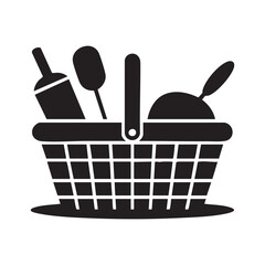 Picnic Basket With Wine And Food Illustration Icon Vector Design