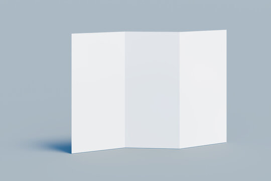 Flyer mockup with accordion fold (zigzag or leporello fold) standing on a blue background