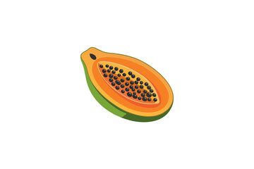 Papaya Fruit Half Seeds Orange Tropical Design