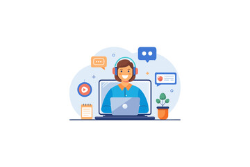 Customer Support Headset Person Communication Icon