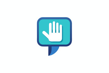 Obraz premium User Feedback Raised Hand Speech Bubble Symbol