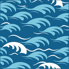 Seamless Hand-Drawn Ocean Waves Pattern for Coastal Designs