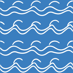 Seamless Hand-Drawn Ocean Waves Pattern for Coastal Designs