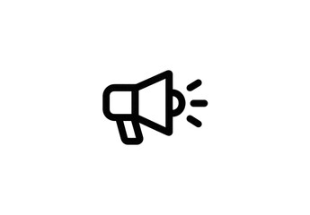 Black megaphone icon with radiating lines