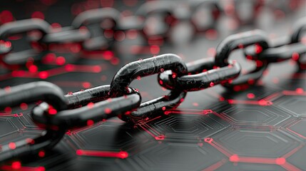 A digital rendering of a chain on a technological grid.