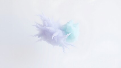 Obraz premium A soft pastel cloud of purple and teal floats against a bright white and slightly blurred background