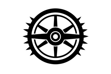 Obraz premium Abstract geometric spiky wheel design silhouette vector illustration