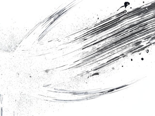 Bold Black Ink Brush Stroke Splatter isolated on a transparent background