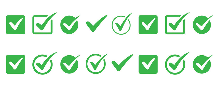check mark. check marks black and green vector icon. Tick symbol. vector illustration.Right, Correct, check-in Green Icon Sign Vector Template.