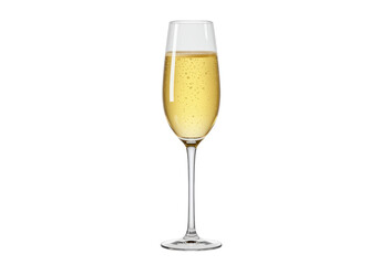 Isolated Tall Champagne Glass with Bubbles