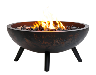 Blazing Fire Pit: A captivating outdoor scene of a contemporary fire pit, with dancing flames casting warm, inviting light on smooth stones, evoking cozy moments and intimate gatherings.
