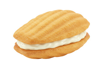 Isolated Madeleine Cookie Sandwich with Cream Filling