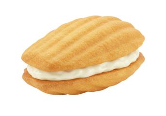 Isolated Madeleine Cookie Sandwich with Cream Filling