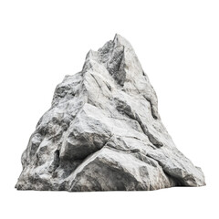 Majestic grey rock formation isolated against a white background awe inspiring nature scene