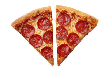 Pepperoni Pizza Slices: Two delectable slices of pepperoni pizza, a culinary masterpiece, artfully arranged to showcase the rich textures, enticing flavors.