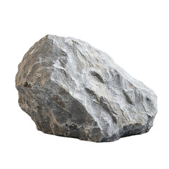 A Grey Boulder Isolated on White Background Rugged Texture and Solid Form