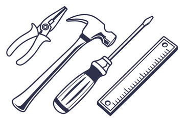 Handy Tools for Every Job An Illustration of a Set of Carpentry Necessities Perfect for DIY Projects