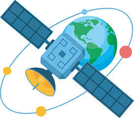 Satellite orbiting Earth, showcasing global communication and space exploration technology.