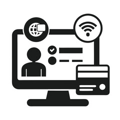Online Payment Silhouette Vector Icon – Digital Transaction and E-Commerce Symbol