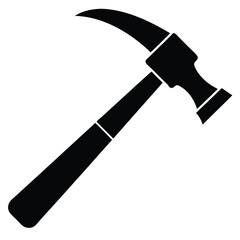 Silhouette of a Classic Claw Hammer Tool for Construction, Carpentry, and Home Improvement Projects Isolated on White Background