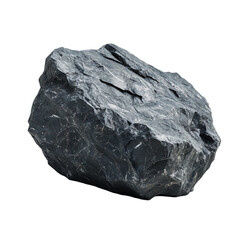 Dark Grey Boulder Isolated on White Background Rugged Texture Natural Stone