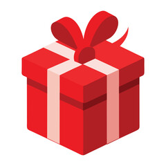 Red Gift Box with Ribbon Vector – Stylish Present and Celebration Icon