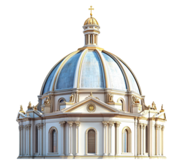Basilica Dome for Iconic Architecture and Religious Buildings - Isolated on White Background