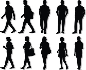 Black silhouettes of people arranged neatly in two rows against a brilliant white background.