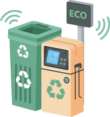 Smart recycling station with wireless connectivity and eco-friendly design.