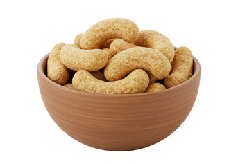 Isolated Cashew Nuts in a Rustic Wooden Bowl