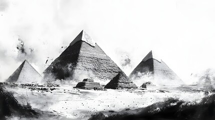 Pyramids covered in a mysterious, ancient snow.